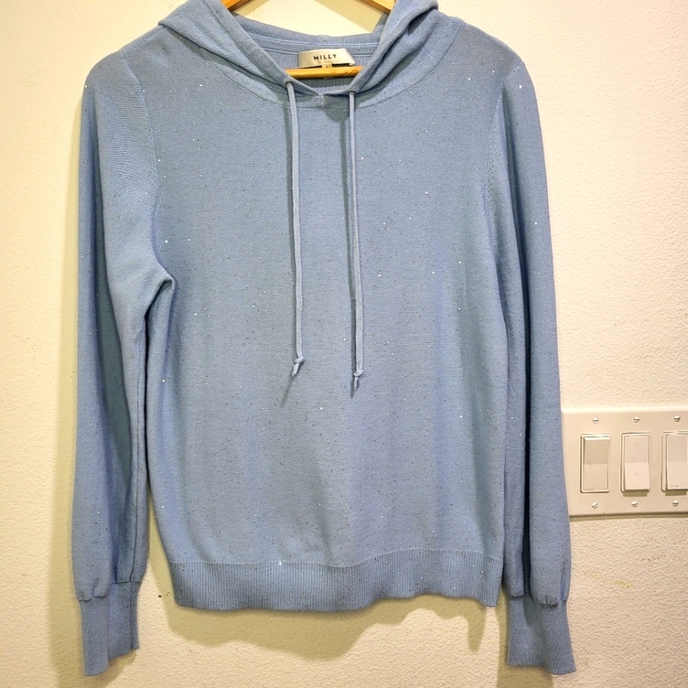 Milly Blue Sparkly Sweater with hoodie 100% cotton